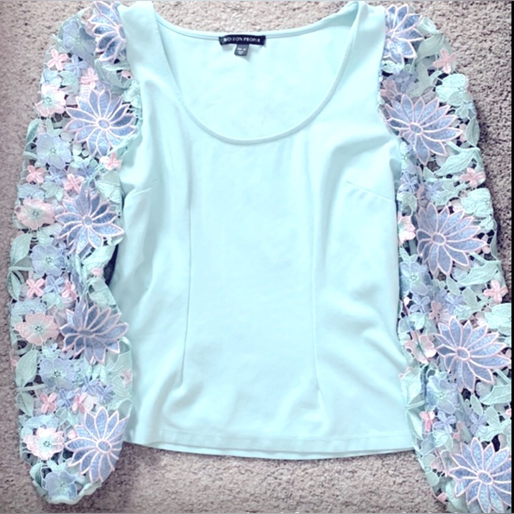 1-Day SALE! BOSTON PROPER Beautiful Pastel Spring Top Robin’s Egg Blue, Med NWOT